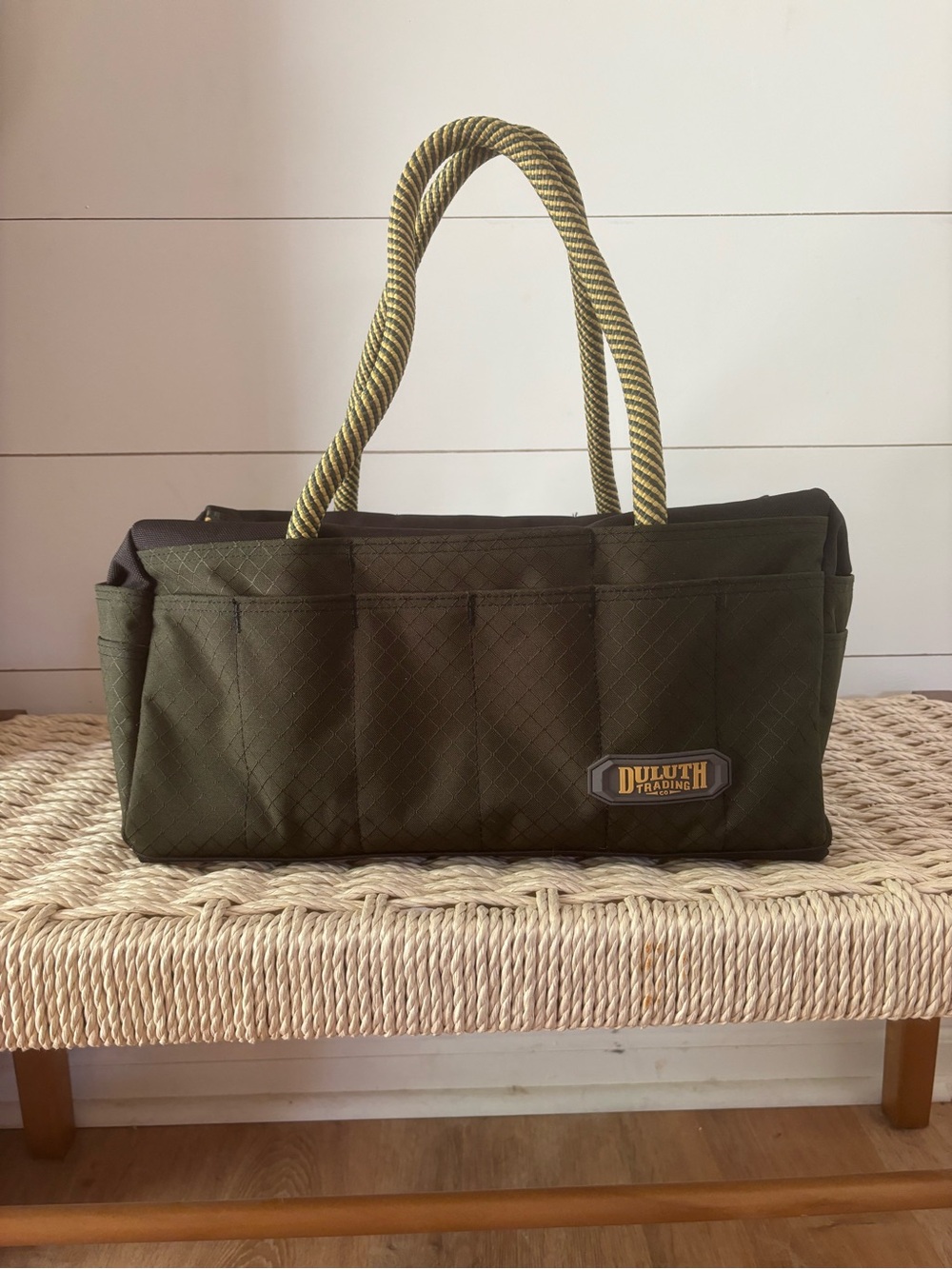Duluth Trading Co Olive Green Canvas Tool Tote with Rope Handles